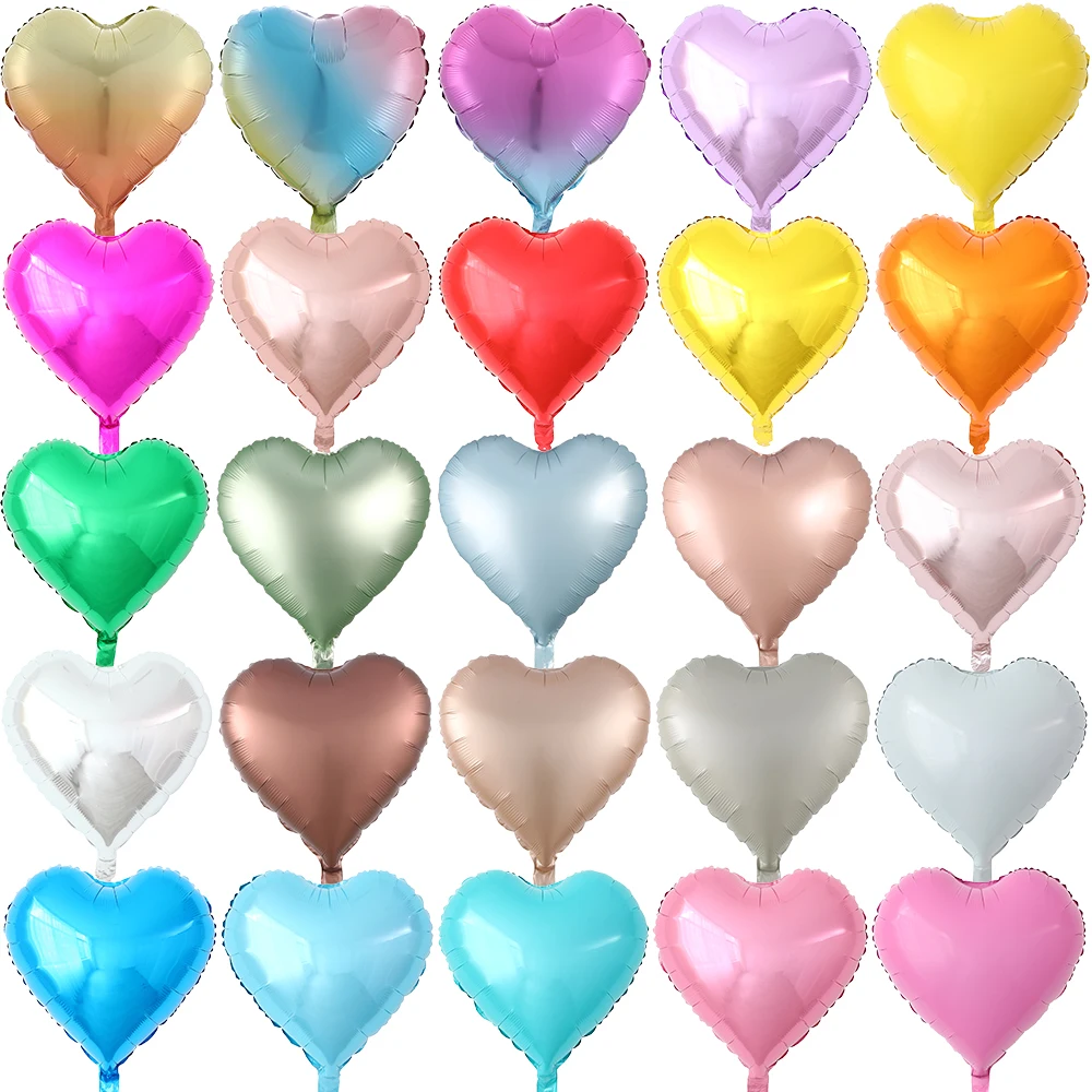 5/10Pcs 18inch Cream Heart Foil Balloon Sage Green Baby Pink Blue Brown Heart Helium Globos for Birthday Baby Shower Party Decor