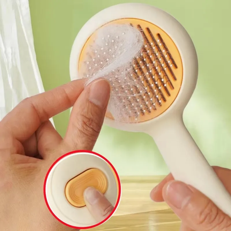 One Click Cat Hair Cleaning Dematting Brush Comb Dog Hair Removal Brush Cat Grooming Tool Dog Hair Shedding Trimmer Needle Comb