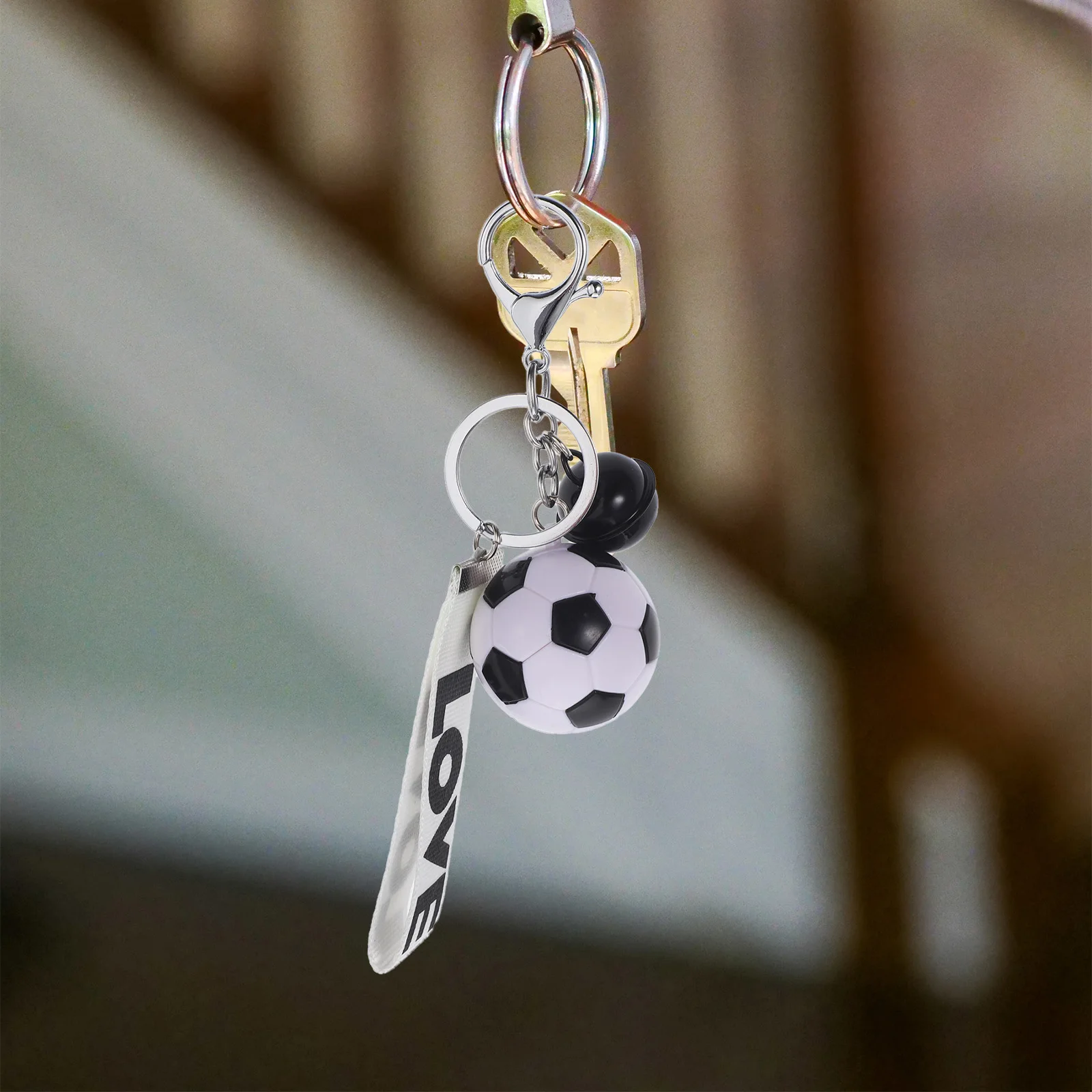 

5Pcs Football Keychains Creative Soccer Key Rings in Black Red Blue Yellow Green for Soccer Fans Players Coaches Gift Sports