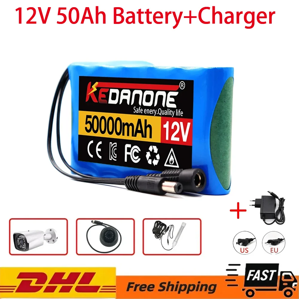 

Superior quality 3S2P DC 12V 50000mAh 18650 Li-ion Rechargeable Battery Pack Charging Power Bank For GPS Car Camera + Charge