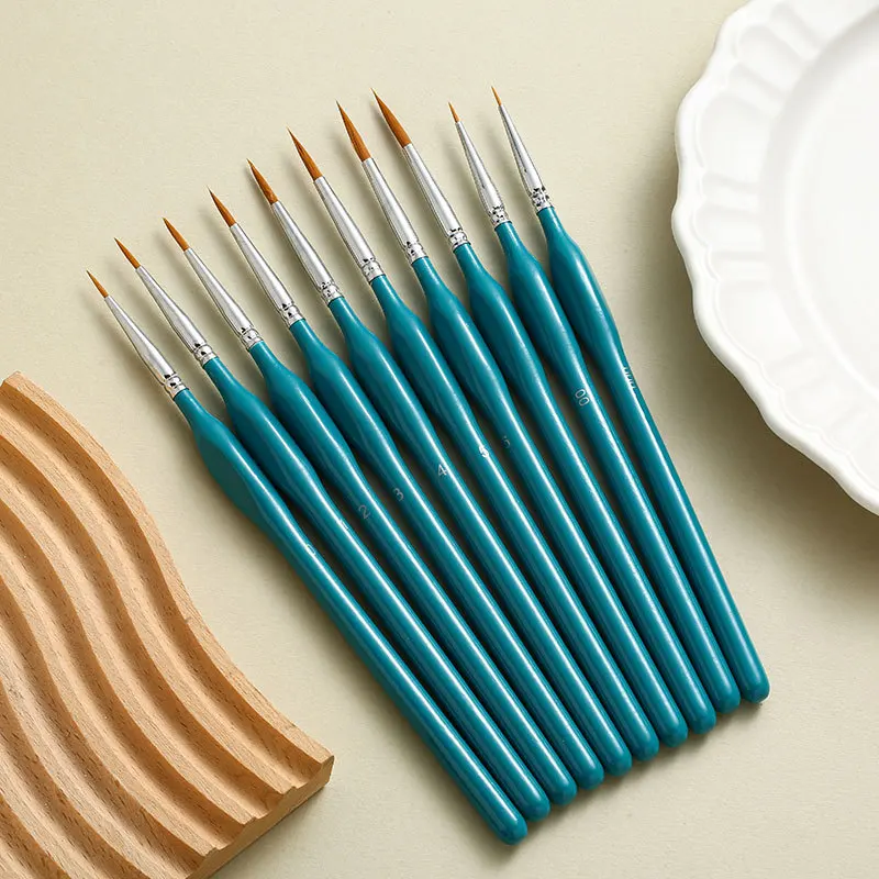 11-piece Set Round Stalk Nylon Filament Watercolor Oil Acrylic Round Point Outline Sketching Painting Brushes