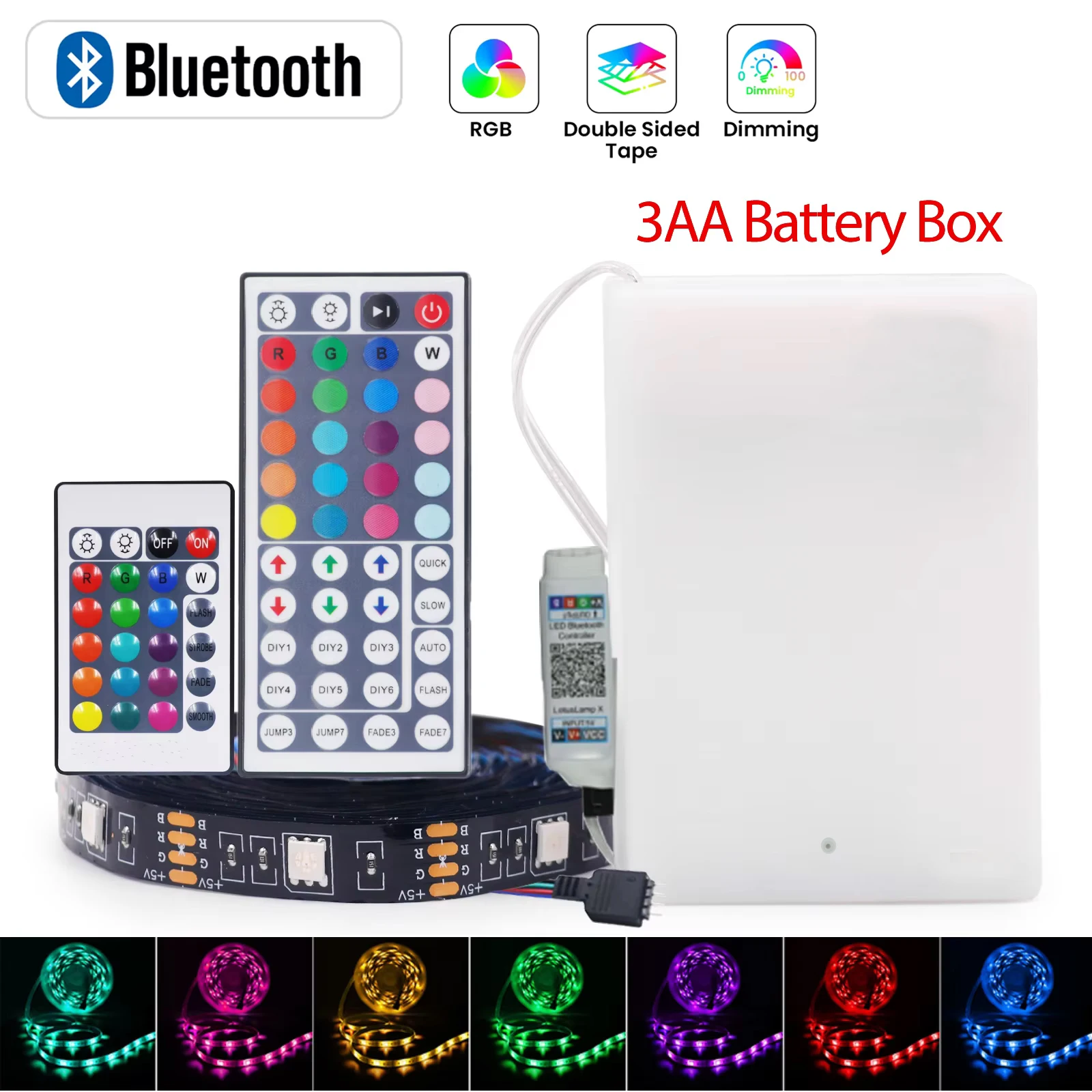 3AA Battery Box RGB Led Strip DC5V 5050 30LEDs/M Bluetooth 24/44Keys Remote Control Flexible Tape Waterproof Led TV Backlight