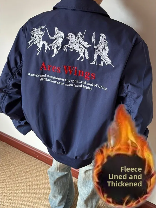 

Thiened Windproof Men's Workwear Jaet Outerwear Autumn Winter New American Sle Loose Fce Zipper Casual Faion