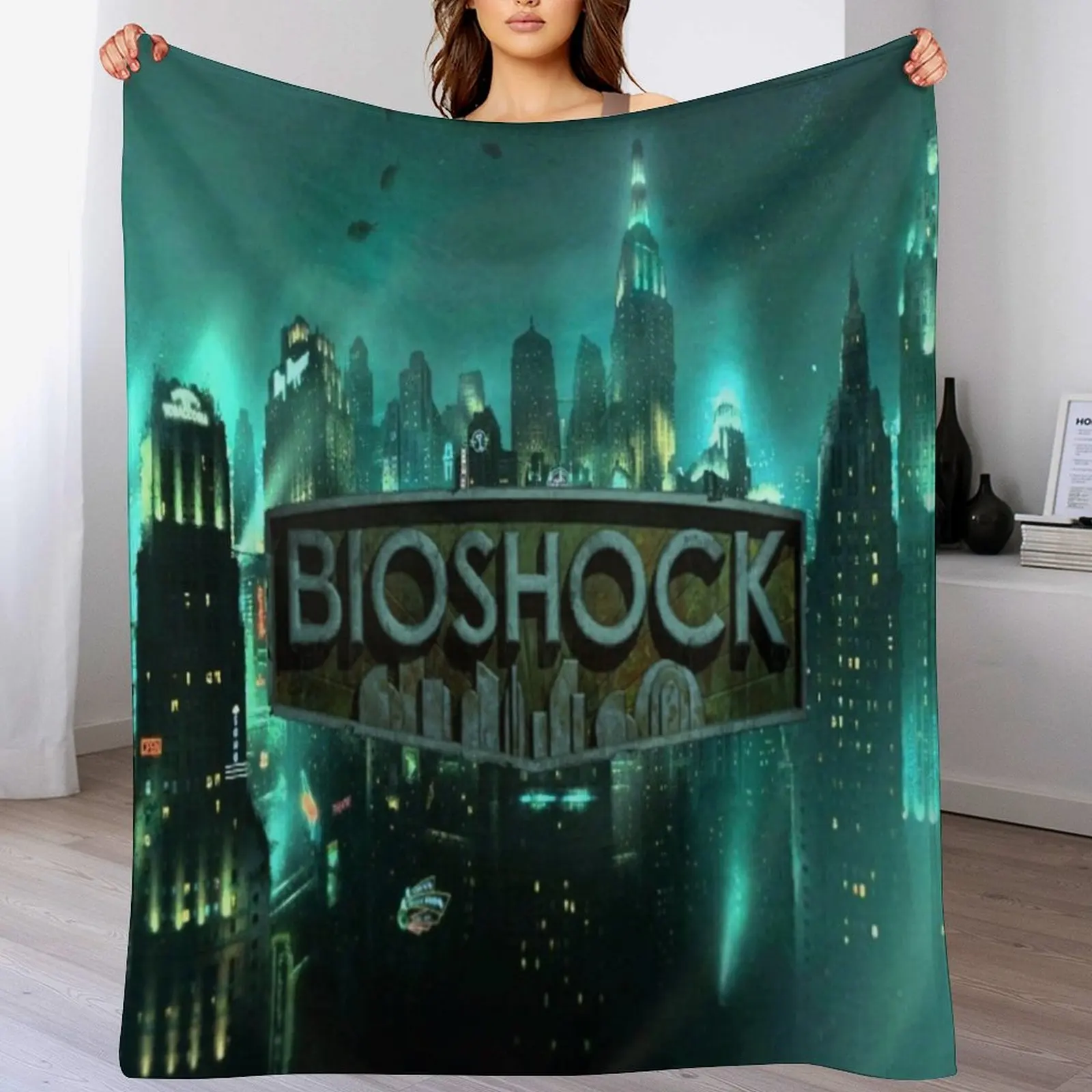 Bioshock Rapture Logo Throw Blanket Summer Beddings blankets and throws Decoratives Blankets