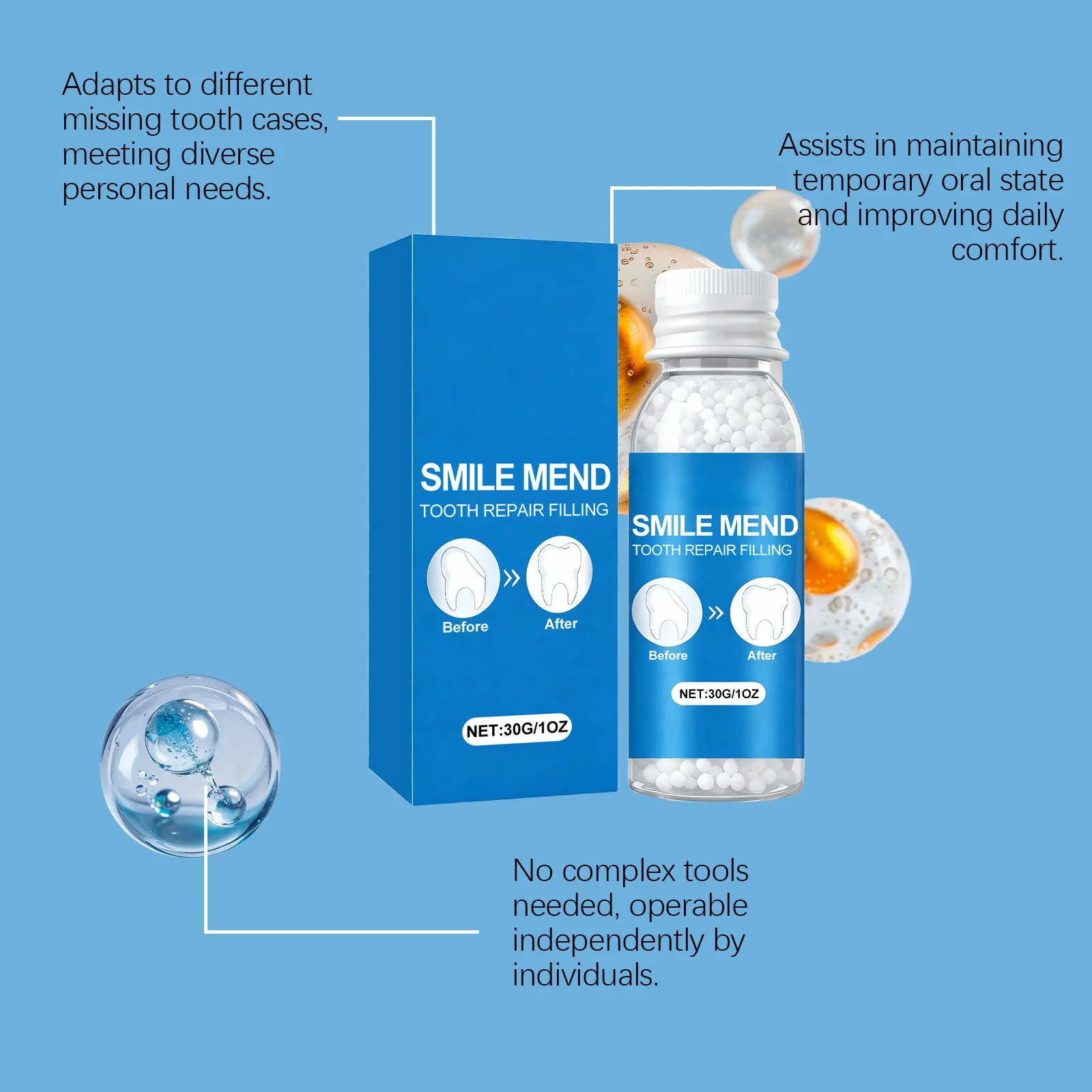 Tooth Repair Glue Shapeable Temporary Filling Fix Missing Broken Teeth Gaps Whitening Solid Denture Adhesive Dental Supplies