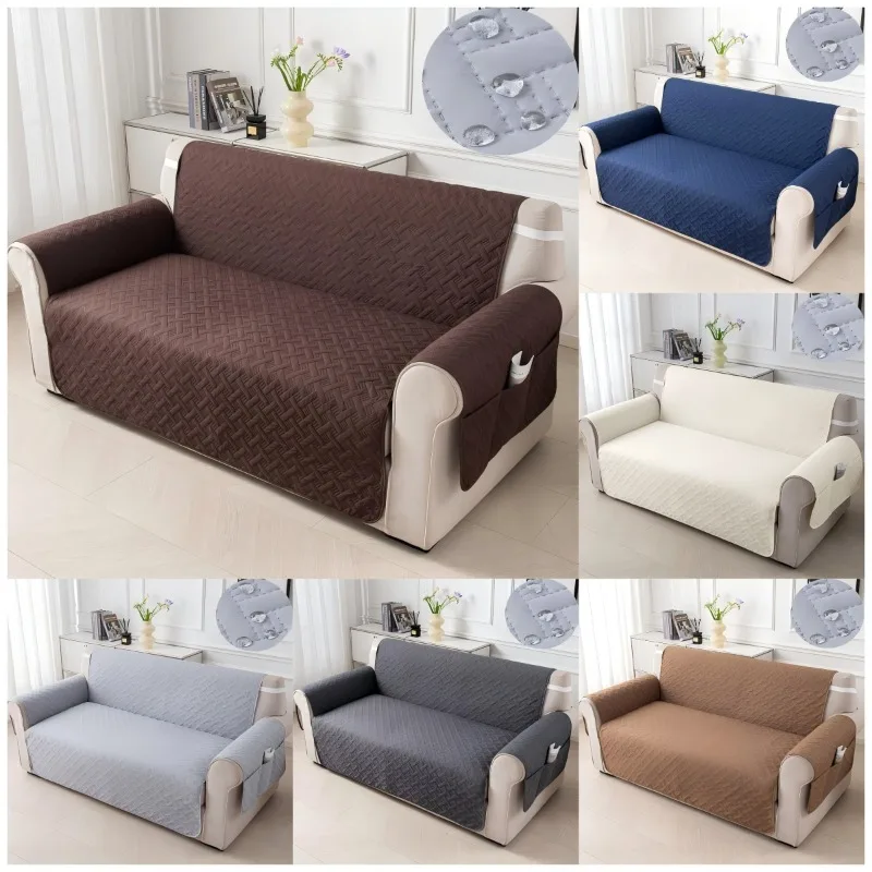 Sofa Seat Cover with Side Pocket Waterproof Couch Cover for Pets Dogs with Non Slip Backing Couch Protector Sofa Slipcover
