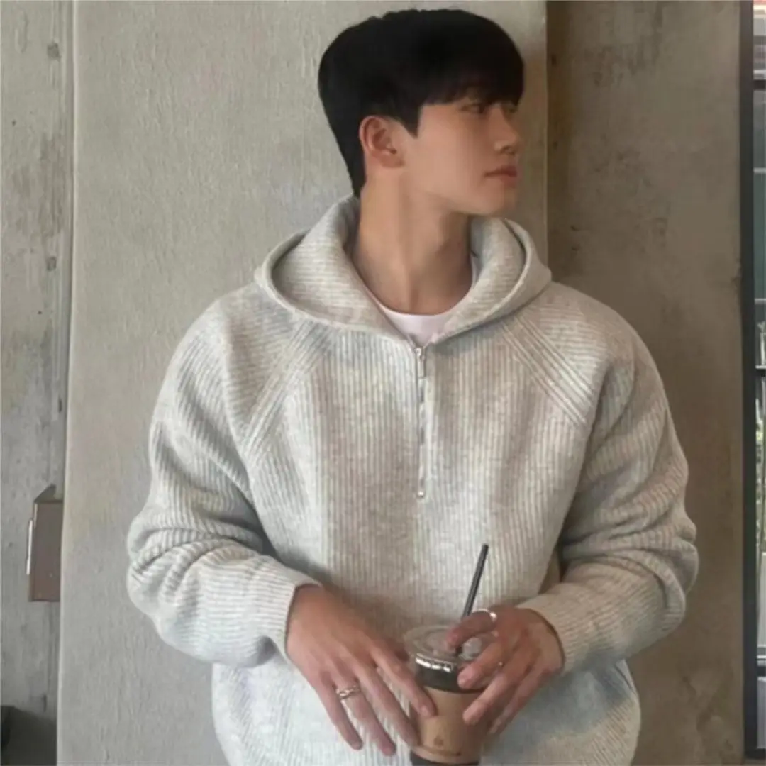 

Laid-ba Sle Thiened Hoodie Sweater Men's Faion Brand Autumn Winter Casual Knittedwear Heavyweight Outerwear