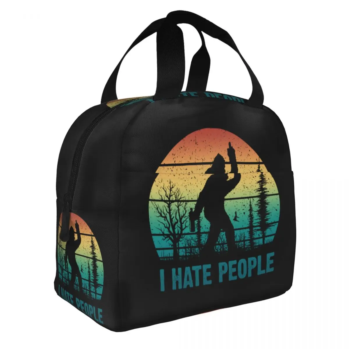 Bigfoot I Hate People Lunch Bag Women Portable Cooler Thermal Insulated Lunch Box for Work School Multifunction Food Tote Bags