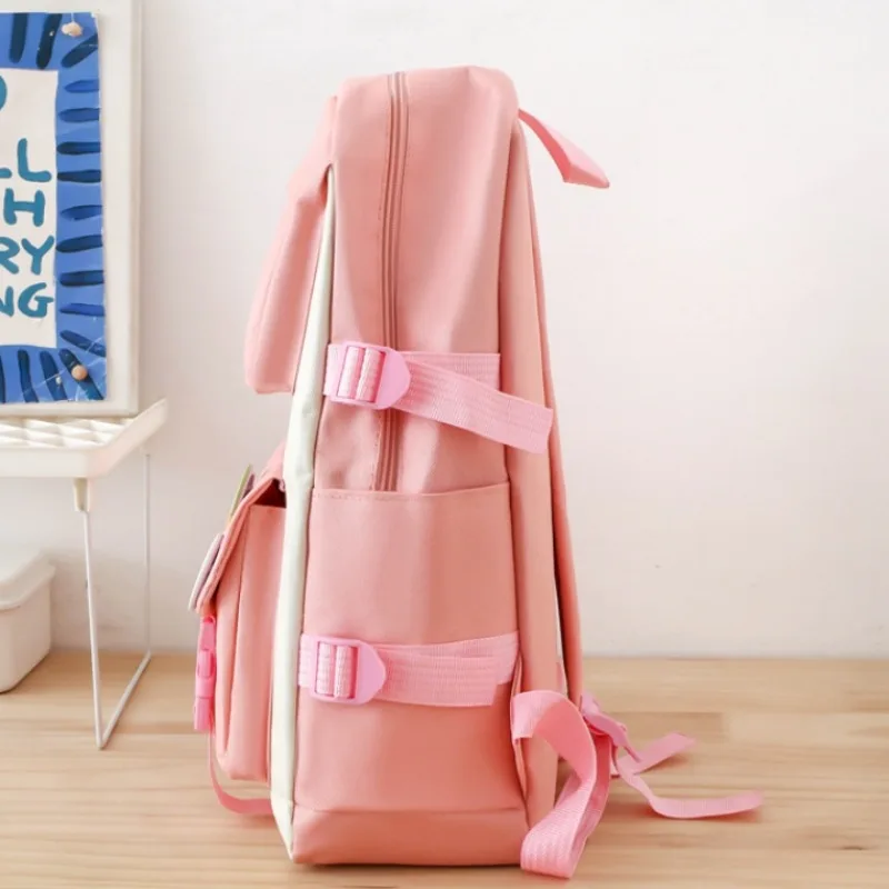 Autumn New Canvas Backpack Women\'s Korean Version Large Capacity Five-Piece Set Middle School Student Backpack College Student S