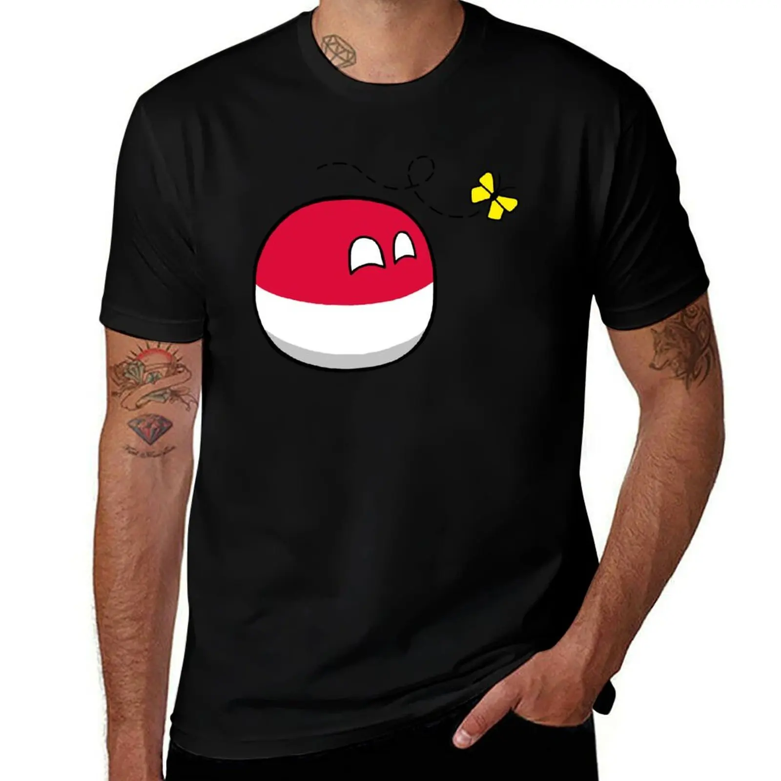 

Polandball with Butterfly T-Shirt cotton t shirts man 100% t shirts for man cotton funny T-Shirt