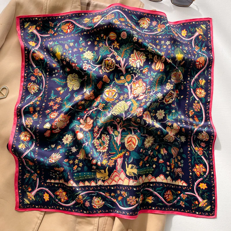 Fashion 100% Silk Satin Scarf Women Handkerchief Printed Bag Scarfs Female Square Head Bandana Small Neck Scarves For Ladies