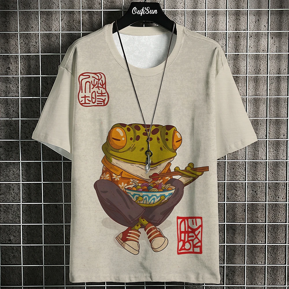 2024 Japanese Samurai Cat T-shirt Summer Tshirts New Men\'s T-shirt Casual Short Sleeve Sports Fitness Top Retro T Shirt For Men