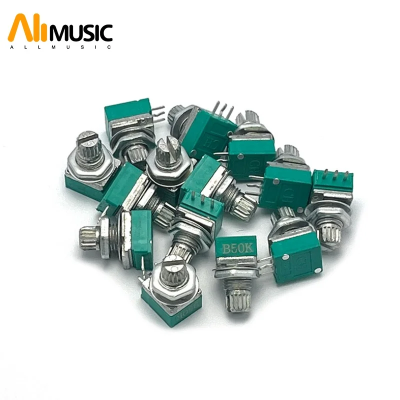 

10Pcs B50K Pots Split shaft 10mm Guitar Volume Pots Straight Pins Potentiometer for Electric Guitar Bass