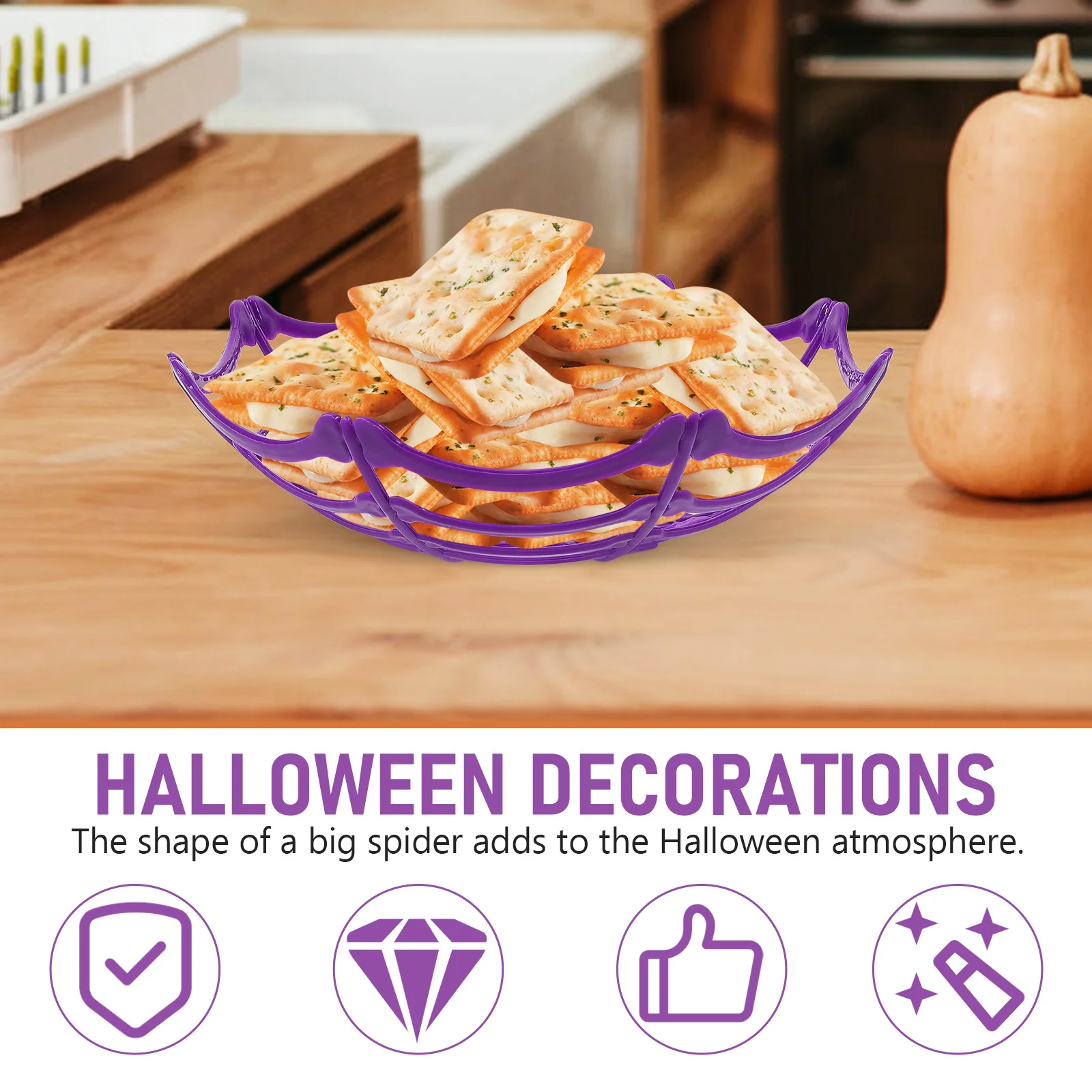 

Plastic Spider Web Fruit Basket Reusable Food Storage Snack Serving Plate for Home Restaurant Fried Food French Fries