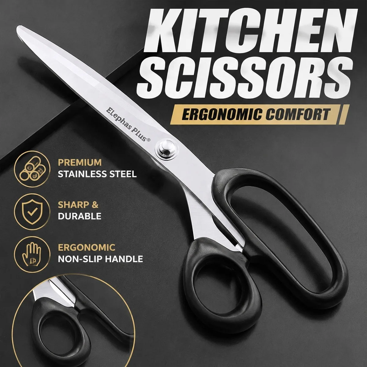 1pc Black Gray Stainless Steel Barbecue Scissors Steak Kitchen Scissors Manufacturer Kitchen Tools Household Scissors