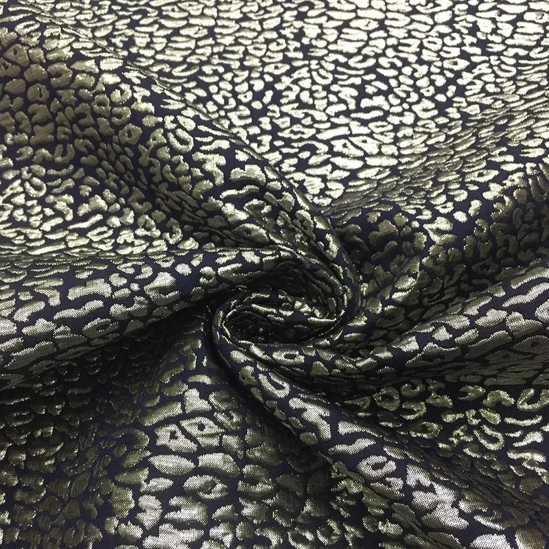 

Silver Yarn Dyed Jacquard Fabric Autumn Winter Leopard Print Neat Dress Trench Coat Brand Fashion Design Sewing Wholesale Cloth