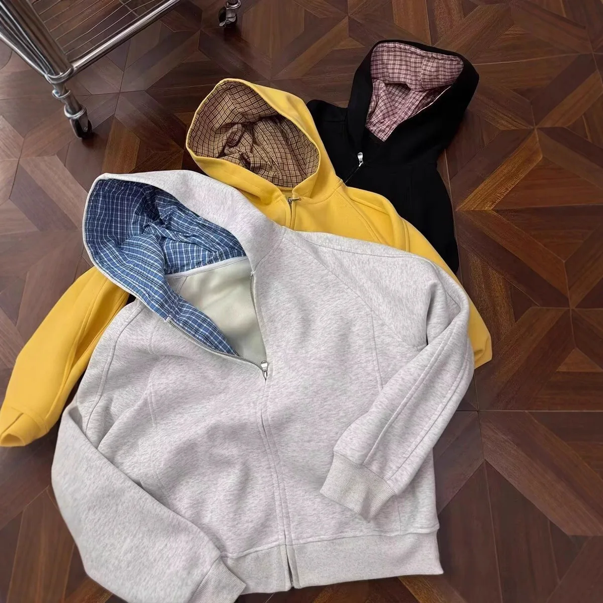 

Autumn Winter Men's Soild Zipper Comfortable Baseball Jacket Casual Harajuku Sports Long Sleeve Hooded Sweatshirt
