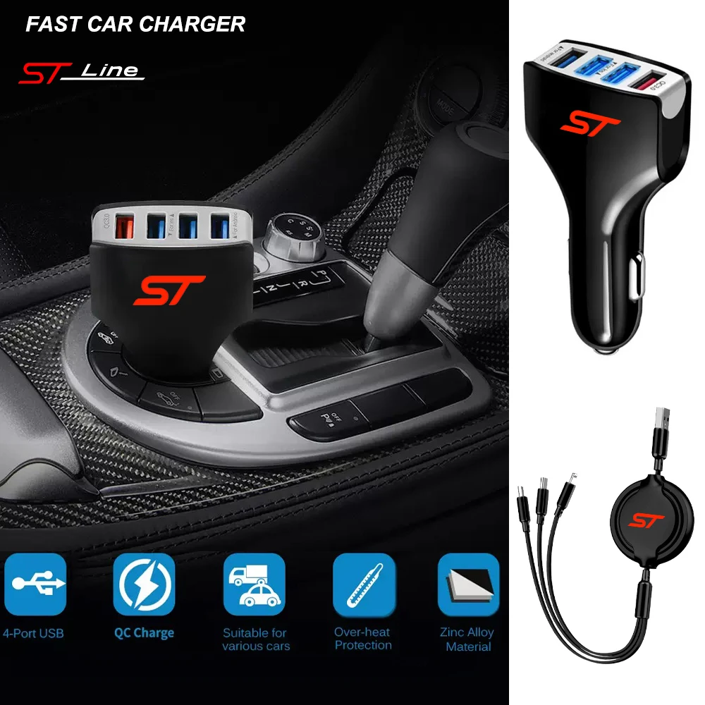 

Multi-functional 4 in 1 USB Type C Fast Charging Charger Mobile Phone Adapter For ST Line ST MK3 MK5 Puma Kuga Fiesta Focus MK4
