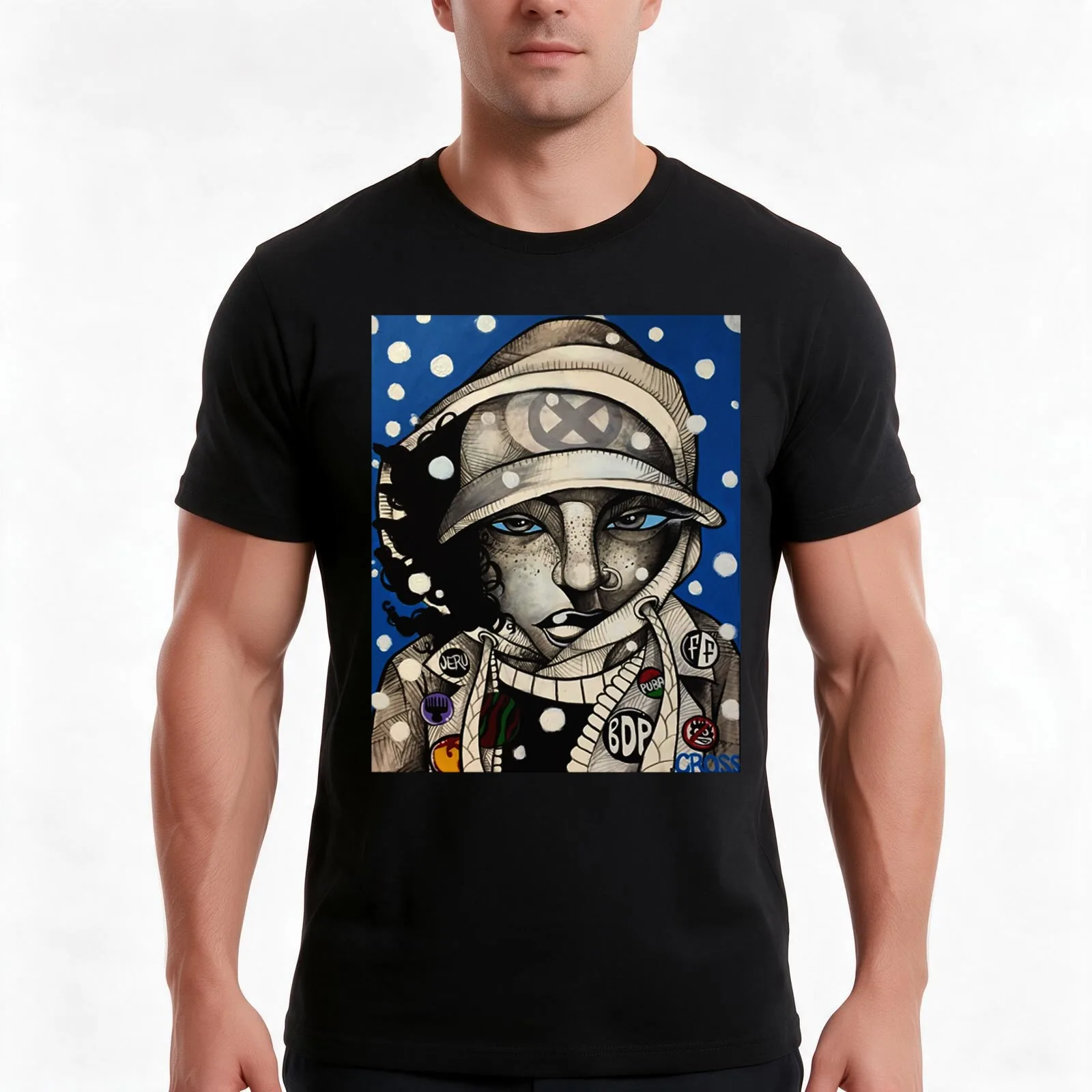 Mutant hip hop head T-Shirt, Summer Casual Cotton Tee, Oversized Streetwear Tops, Vintage Graphic Print, Loose Fit Short Sleeve