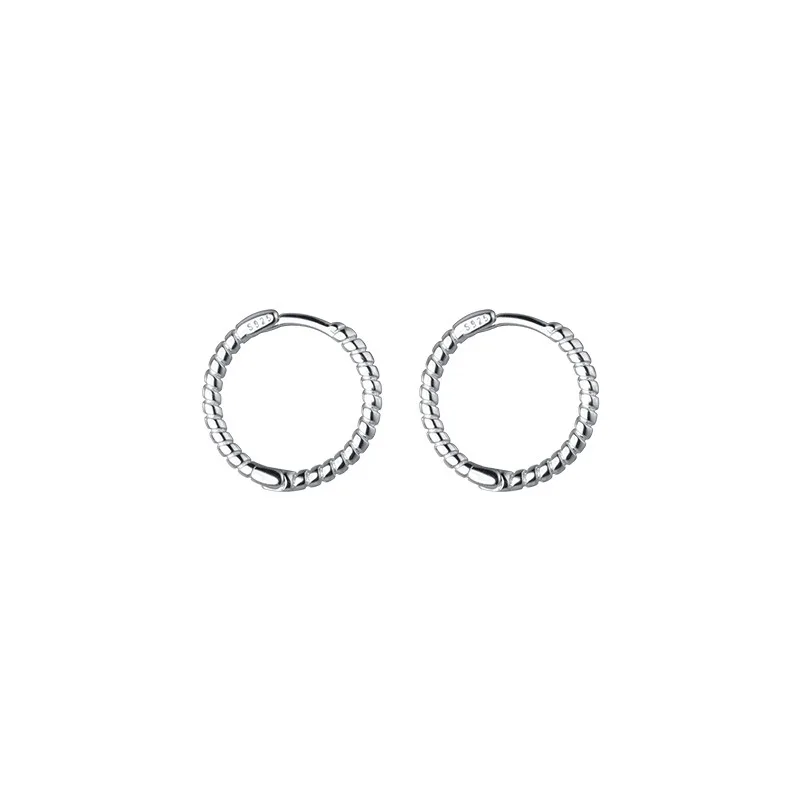 LIVVY Silver Color Prevent Allergy Simple Twisted Round Hoop Earrings for Women Trendy Elegant Party Jewelry Wholesale image 5