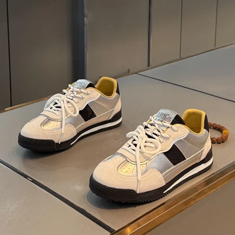 

Модные мужские желтые кроссовки, роскошные дизайнерские туфли с низким берцем, летние нескользящие износостойкие кроссовки на плоской подошве, Zapatillas Hombre