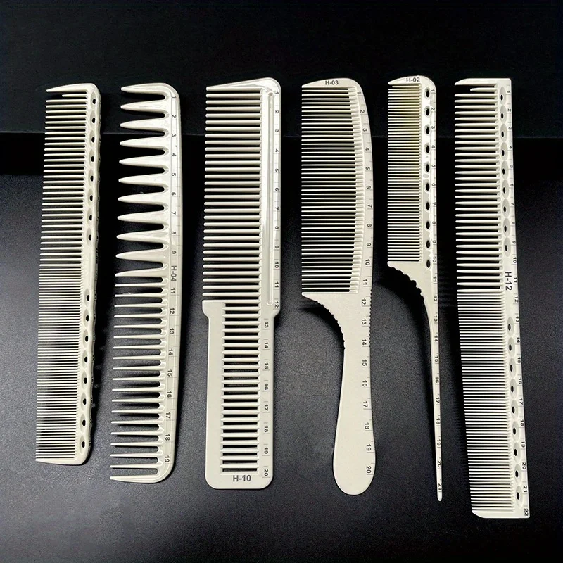 

6pcs Professional Hair Cutting Comb Set, Anti-Static Carbon Fiber Combs with Scale, Salon Barber Styling Tool Kit