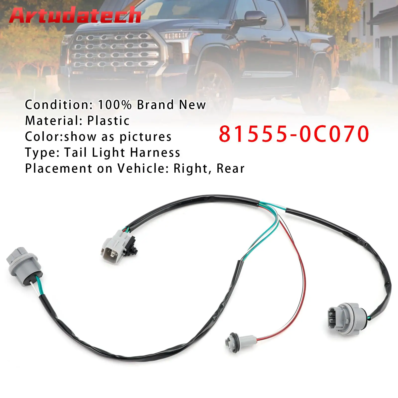 

Artudatech Rear Right Tail Light Harness For Toyota Tundra 2007-2015 2016 2017 2018 2019 2020 2021 2022 2023 Car Accessories