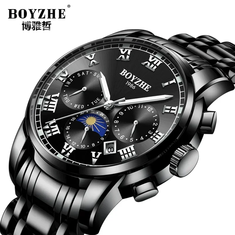 

BOYZHE Big Sale Men Automatic Mechanical Watch Business Wrist Watch Calendar Display Waterproof Mechanical Watch relogio Clock