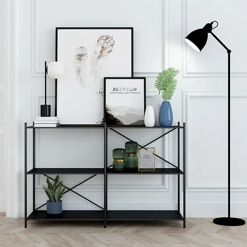 Nordic entrance cabinet wrought iron end view table cabinet modern simple entrance table sofa side cabinet wall shelf light