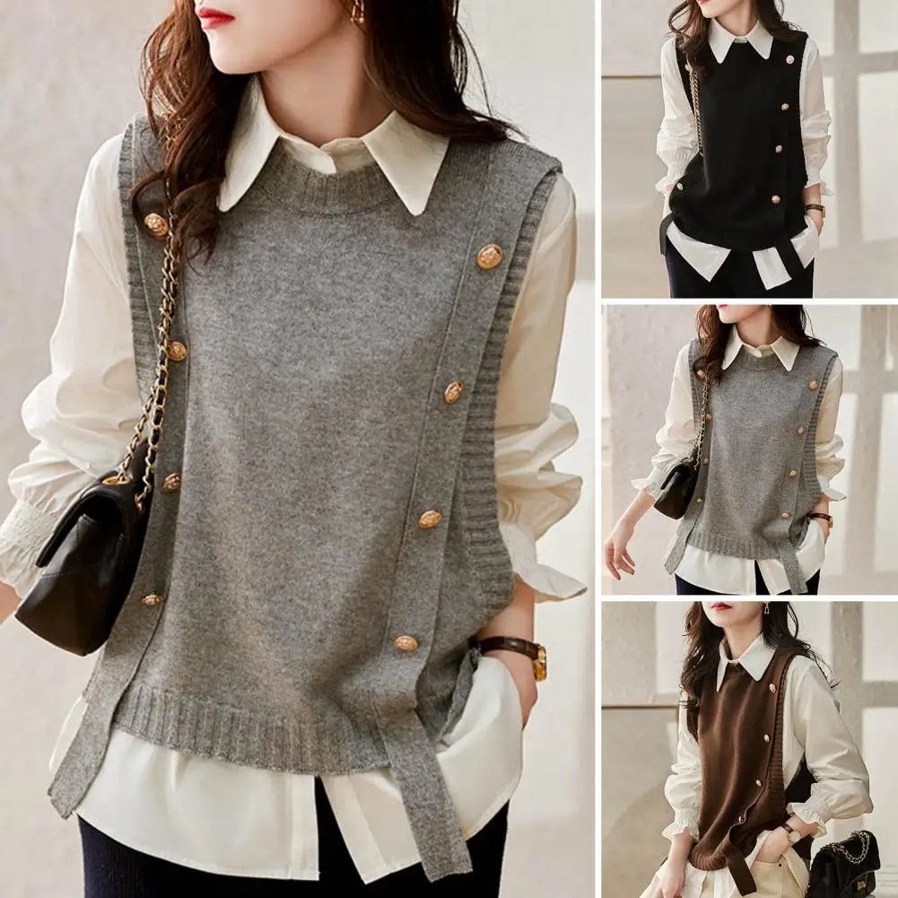 

Sleeveless Women Vest Fashionable Women's Knitted Vest Stylish Sleeveless Tank Top for Autumn Winter Soft Retro Trendy Pullover