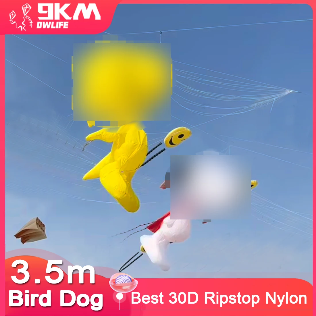 9KM 3,5 m pájaro y perro cometa línea colgante de lavandería suave inflable espectáculo cometa para Festival 30D tela de nailon Ripstop