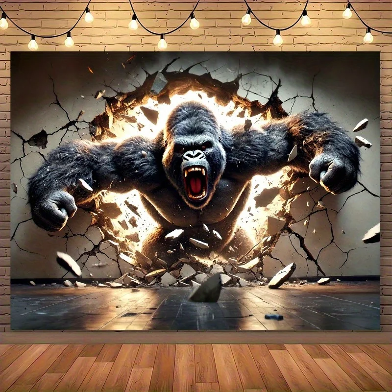 3D Gorilla Tapestry - Ultra HD Wall Art for Living Room, Bedroom & Office | Dynamic Jungle Decor