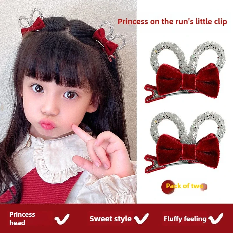 Princesa 3d meninas orelha borboleta arco grampos de cabelo para o ano novo headwear acessórios borboleta grampo de cabelo