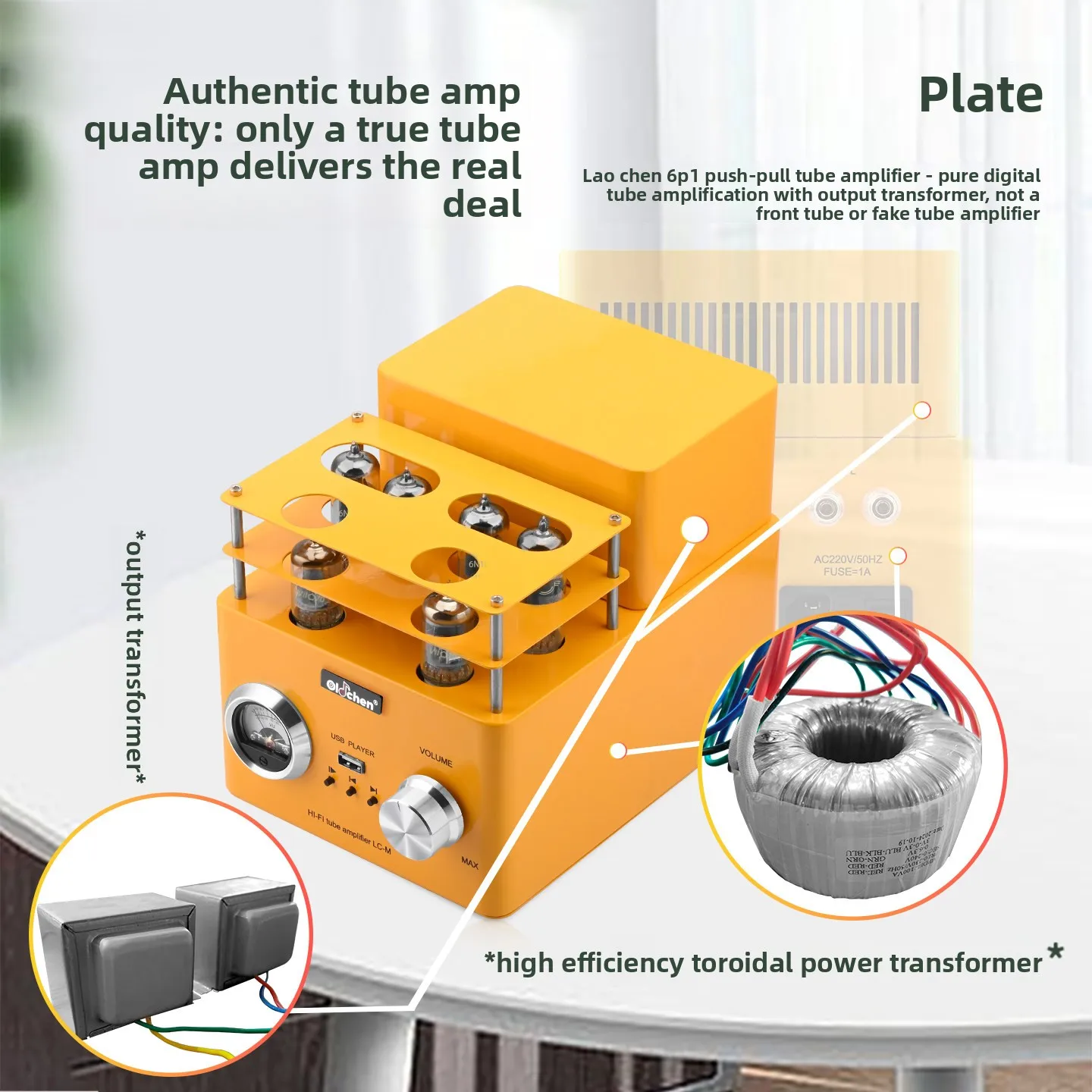 BRZHIFI 2027 oldchen- 6P1 Push-pull Pure Gallbladder HiFi Fever Electronic Gallbladder Power Amplifier Audio Set