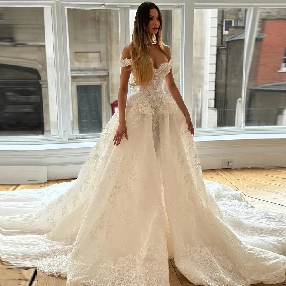 Luxury Wedding Dress 2026 Lace Corset Vestidos De Novia Sleeveless A-Line Off Shoulder Dresses for Bridal Gowns Customized
