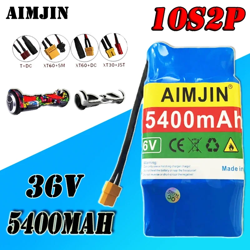 

36V 5400mAh 10S2P Lithium Battery Pack For Scooter Balance Two Wheeler Smart Twist Car Hoverboard Wheelbarrow Unicycle Battery