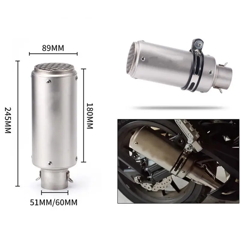 51/60MM Motorcycle Exhaust Muffler Pipe For KawasakiEr6n Sv650 Z800 R1 Cb650f Cb1000r Cbr250r Universal Motorcycle Accessories image 4