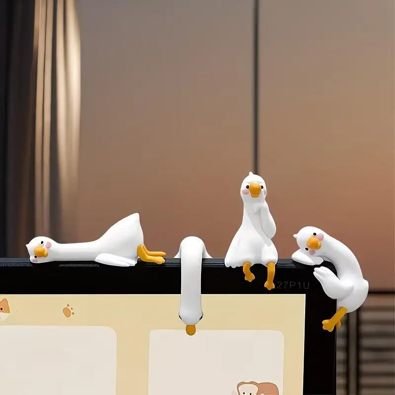 Dashboard Cartoon Animal Figurines  Duck Resin Statues Mini Home TV Monitor Office Desktop Display Accessories