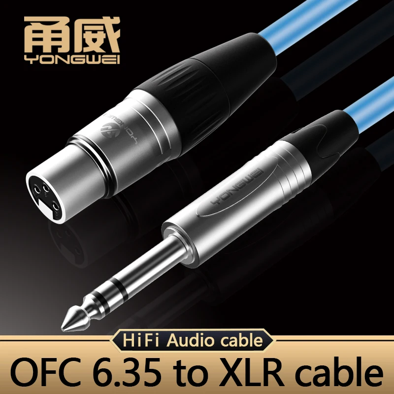 

YONGWEI-Cable de micrófono XLR de 3 pines, conector de 6.35mm, TRS auxiliar de 6.35mm, macho a XLR hembra para amplificador