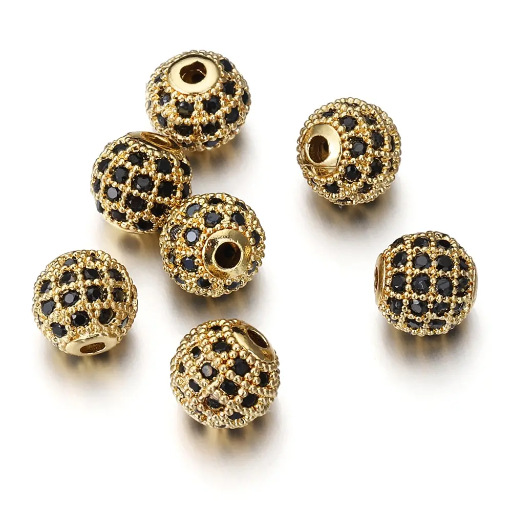 5pcs 금속 황동 마이크로 포장 큐빅 지르코니아 라운드 스페이서 루즈 비즈 DIY 매력 ... - 4