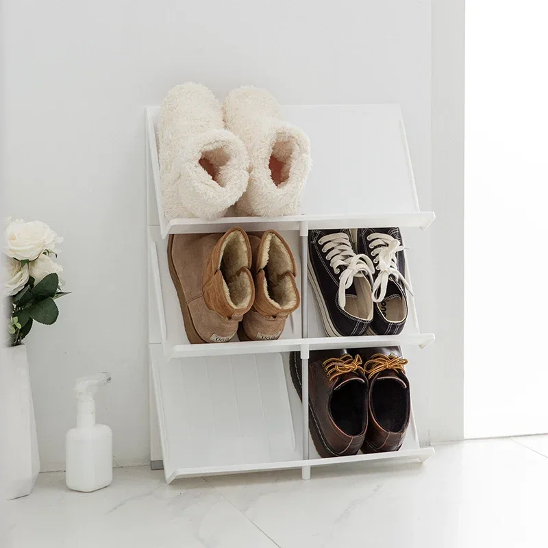 MoistureProof Simple Shoe Shelves  Tilt Design Entrance Rack, Narrow Hallway Organizer, Compact Slipper Storage, Shoe Holder