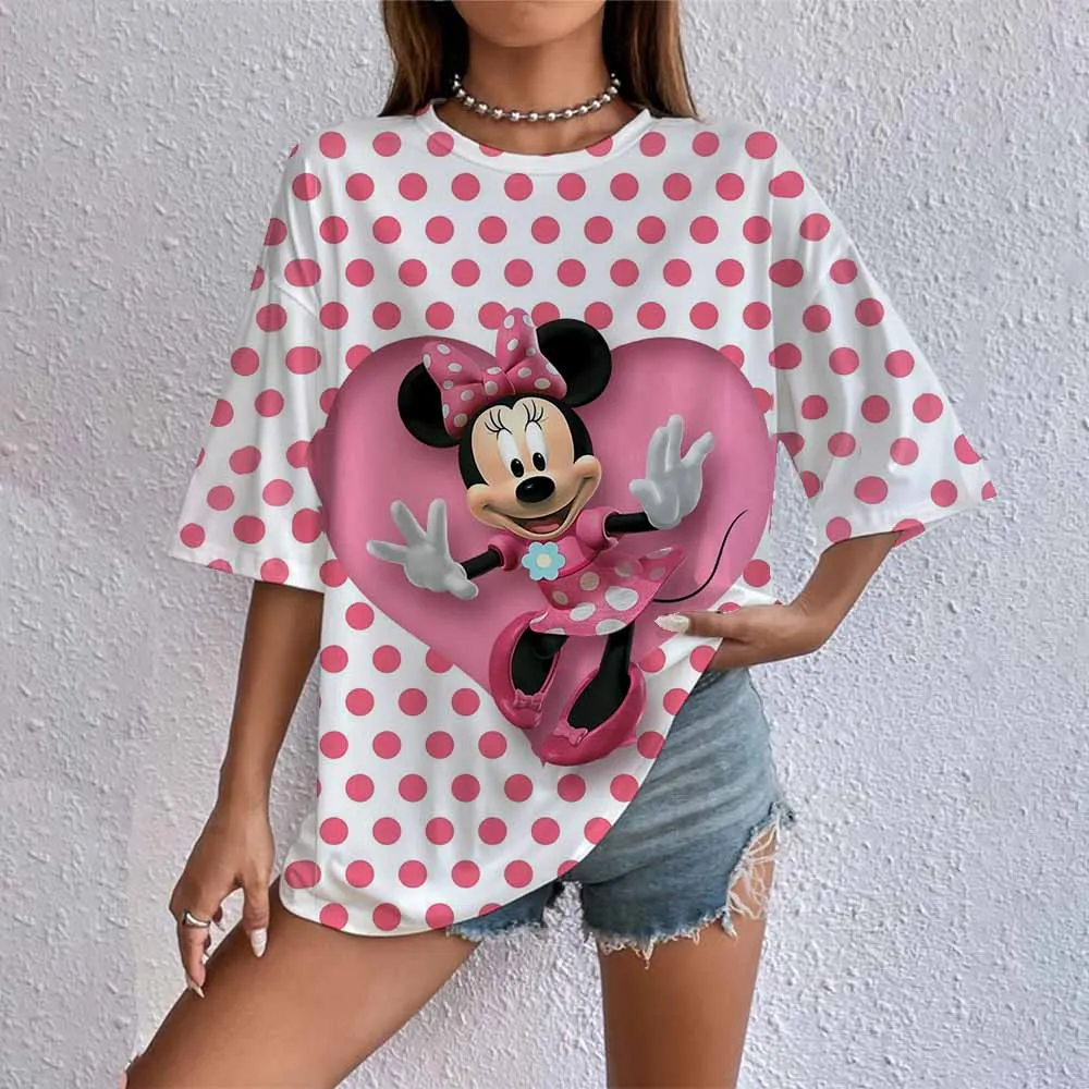 

Disney Mickey Mouse Cartoon T-shirt Tops for Women Lady Short Sleeve Summer Female T shirts O-neck Clothes Woman Sweet Hot Tees