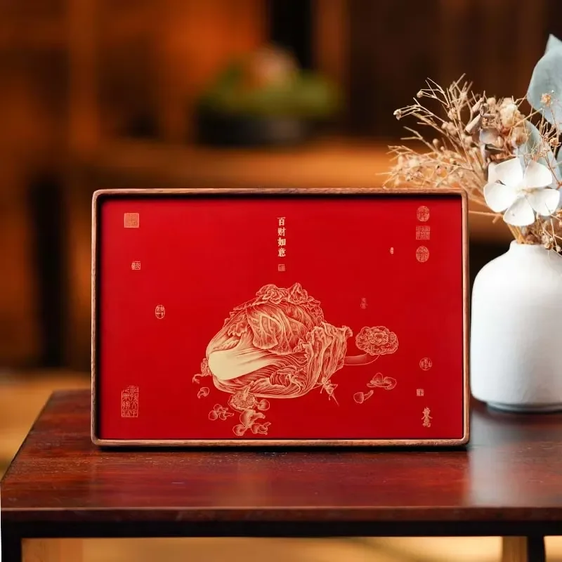 Home Decoration Brass Solid Wood Display Table Paintings Chinese Style Abstract Design Environment-Friendly for Gifting