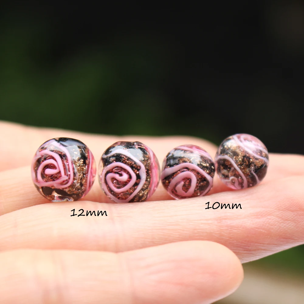 Black Glass Bead Flower Lampwork Beads  for Jewelry Making Diy Jewellery Supplies Kralen Bisuteria Handmade Perles Fabrication d