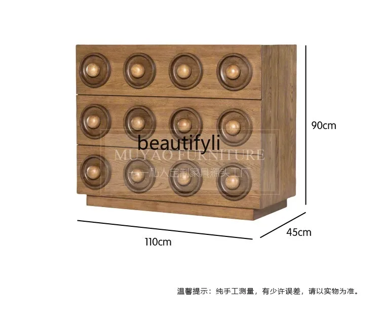 Wabi French retro bedroom solid wood chest of drawers storage living room entrance cabinet