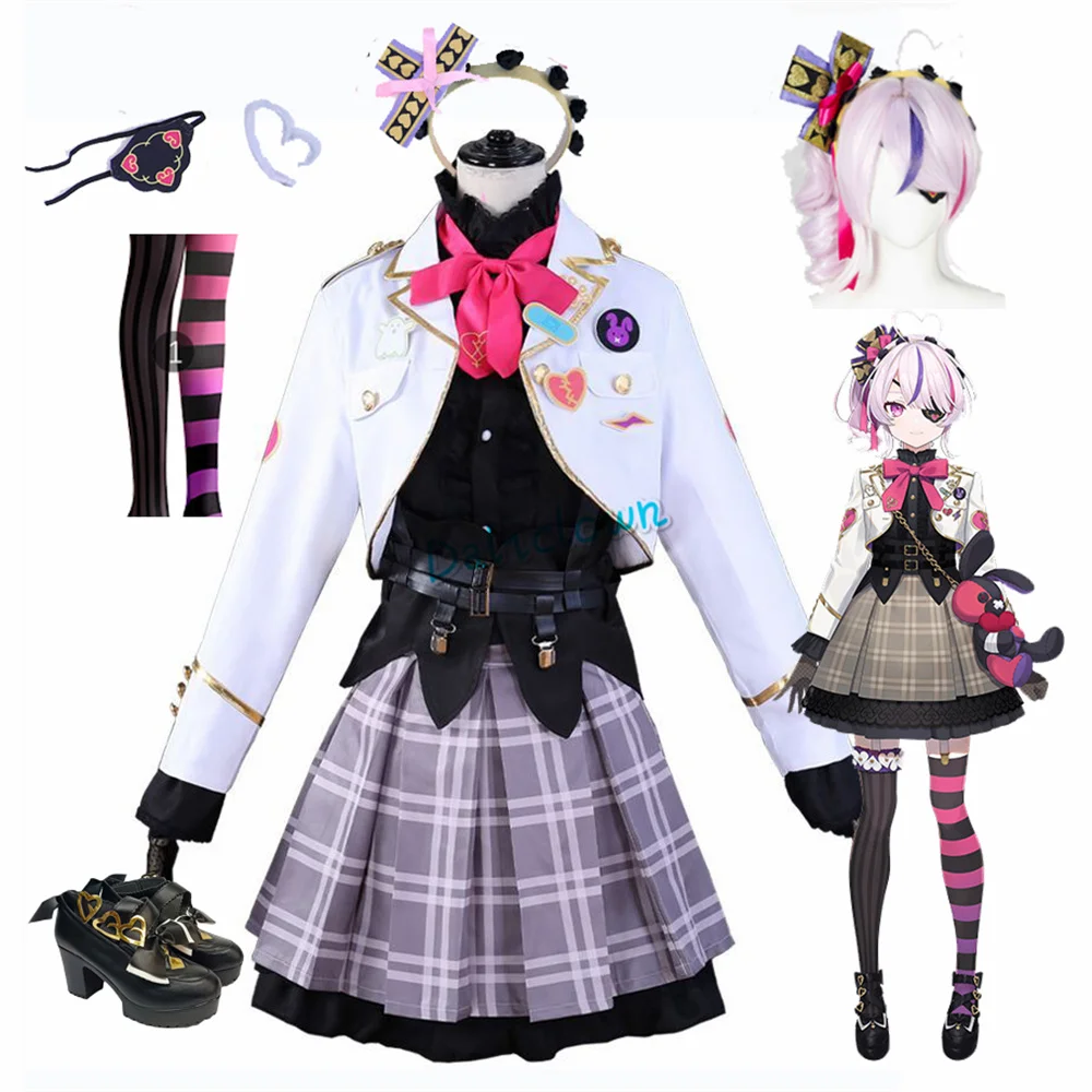 Vtuber Nijisanji EN Meloco Kyoran Cosplay Costume Uniform Shoes Wig Halloween Party Fancy Dress Anime Skirt Jacket Suit Women