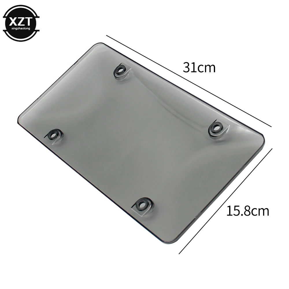 2 Pcs Universal Car License Plate Frame Transparent Grey Tag Frame Cover Shield Waterproof License Protector Cover Car Accessori