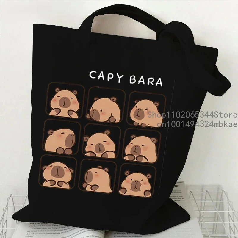 Cute Cartoon Capybara Print Canvas Bag Women\'s Shoulder Bag Kawaii Capybara Shopping Shopper Ladies Hand Bags Capybaras Tote Bag