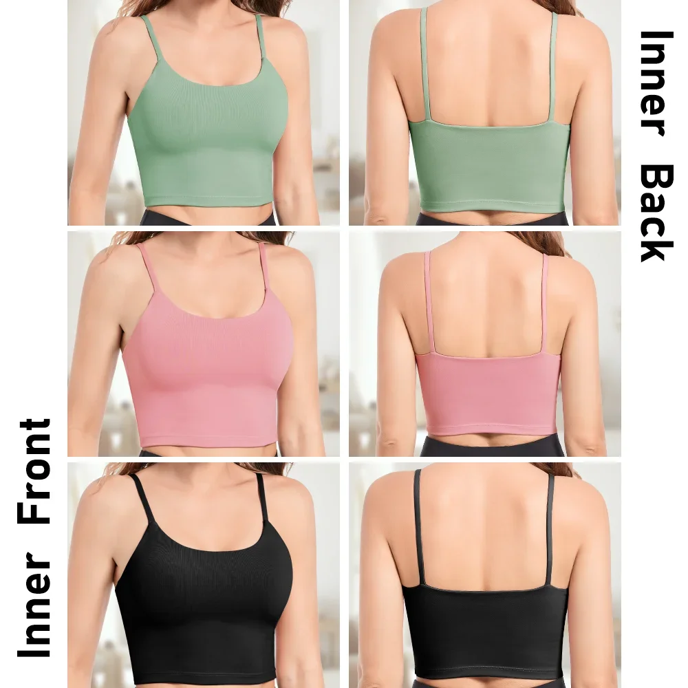 Women Sports Yoga Bras Anti Sweat Fitness Seamless Top Push Up Vest With Removable Pads Slim Straps Wire Free Gym Workout Tops