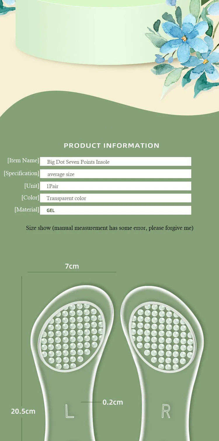 GEL Silikon Sieben Punkte Einlegesohlen Frauen High Heels Einzelne Sandalen Schuhe Kissen Selbstklebende Einlegesohle Waschbare Schuh Pads Sommer – Detail 2